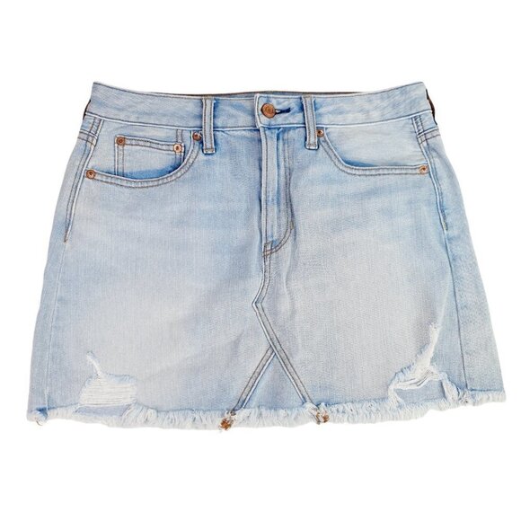 American Eagle AEO Light Wash Distressed Raw Hem Festival Boho Mini Size 6 - Picture 1 of 6